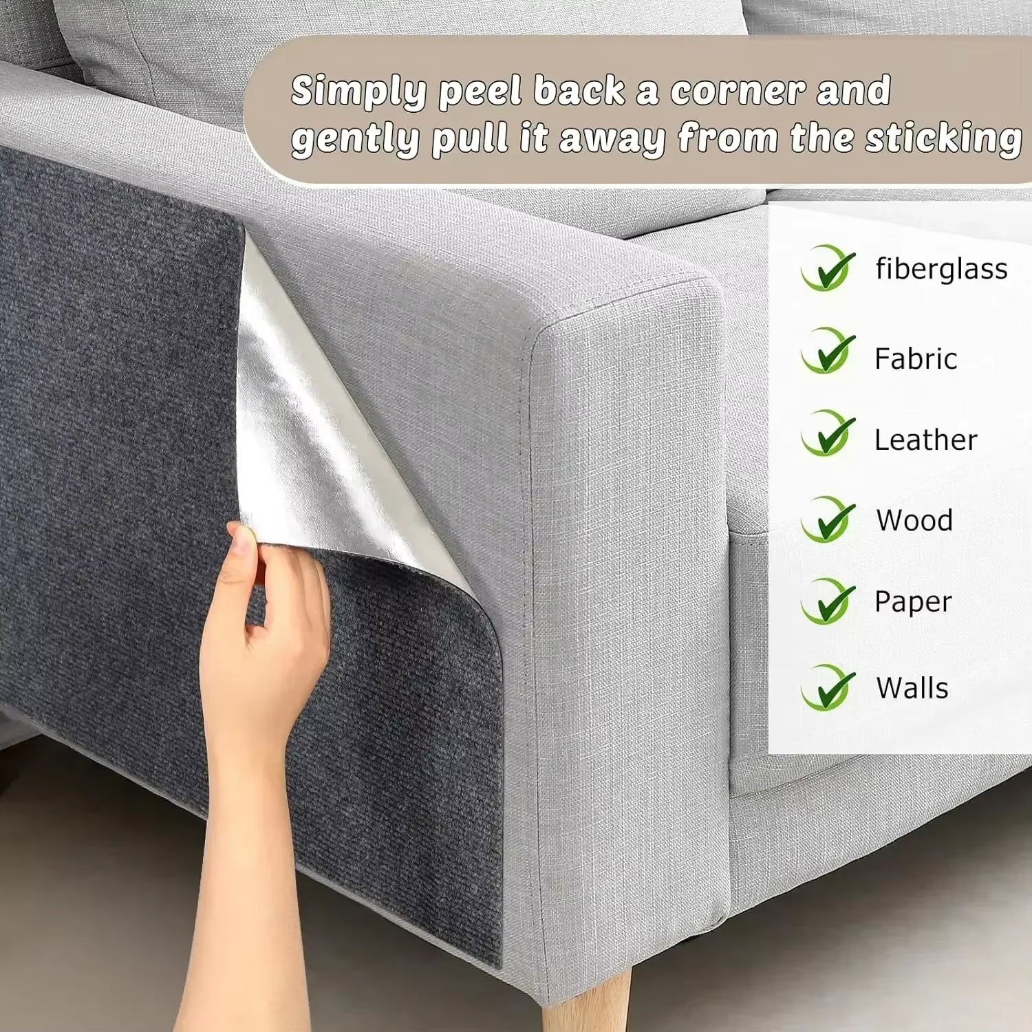 Trimmable Cat Scratching Mat Self-Adhesive Carpet Mat Pad anti Cat Scratcher Furniture Couch Corner Indoor Sofa Wall Protector