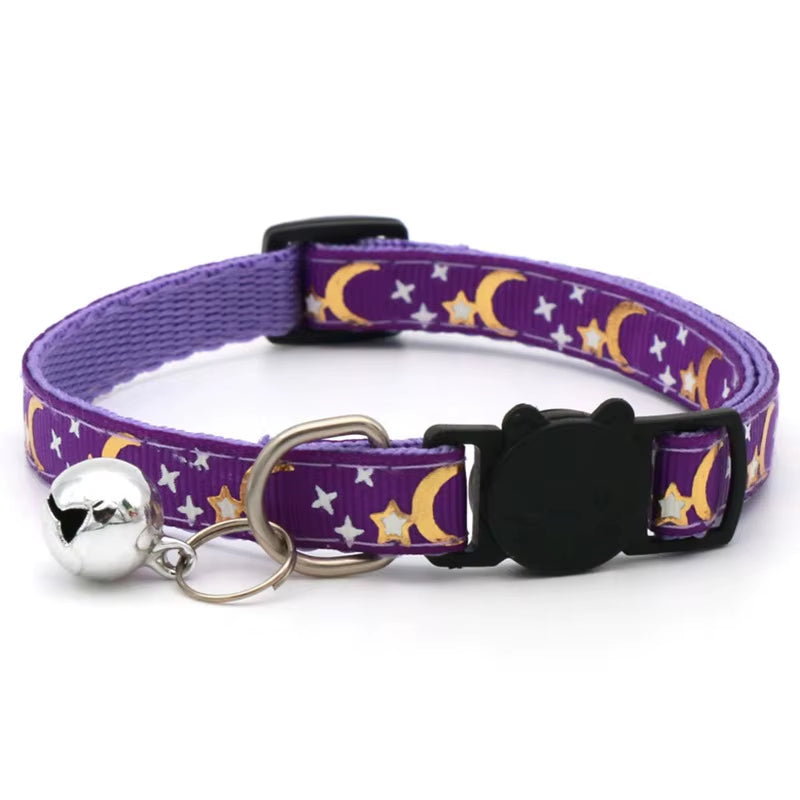 Pet Collar with Bell Cartoon Footprint Colorful Dog Puppy Kitten Collar Adjustable Safety Bell Ring Necklace Pet Accessories